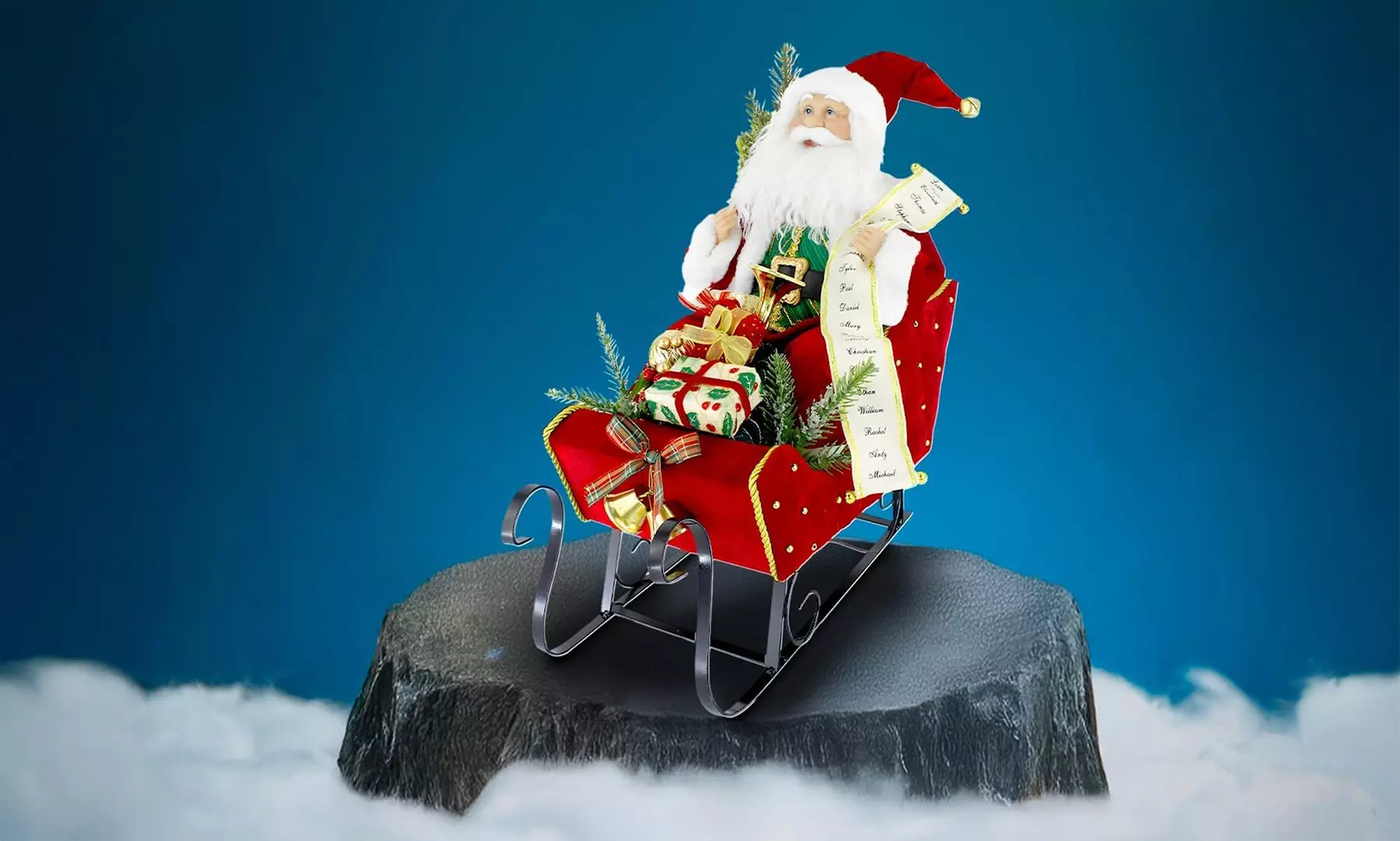 Weihnachtliche Szene mit Musik und Beleuchtung