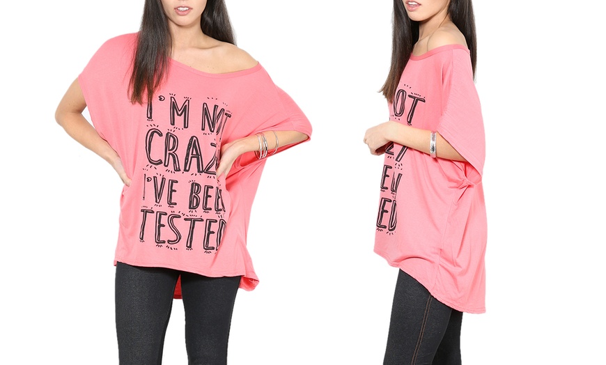 Image 6: Slogan Oversized Batwing Sleeve T-Shirt