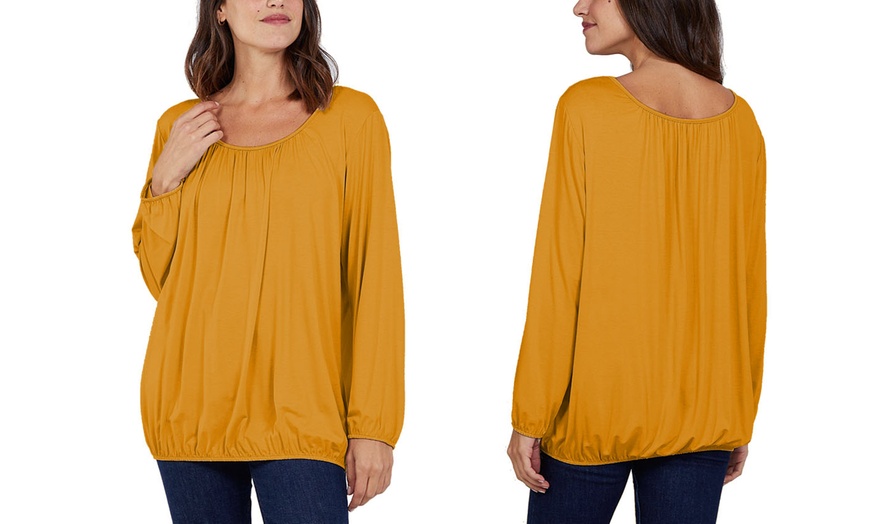 Image 11: Plus Size Ruched Neck Long Sleeve Jersey Top