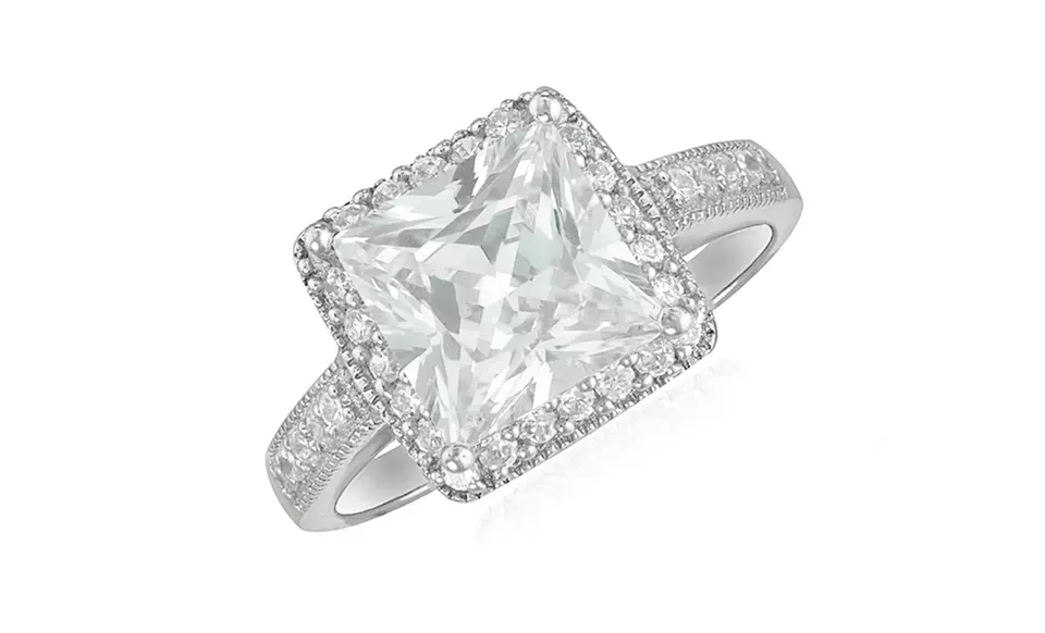 Cubic Zirconia Rings in Sterling Silver. Multiple Styles Available. Free Returns. - Second Medium
