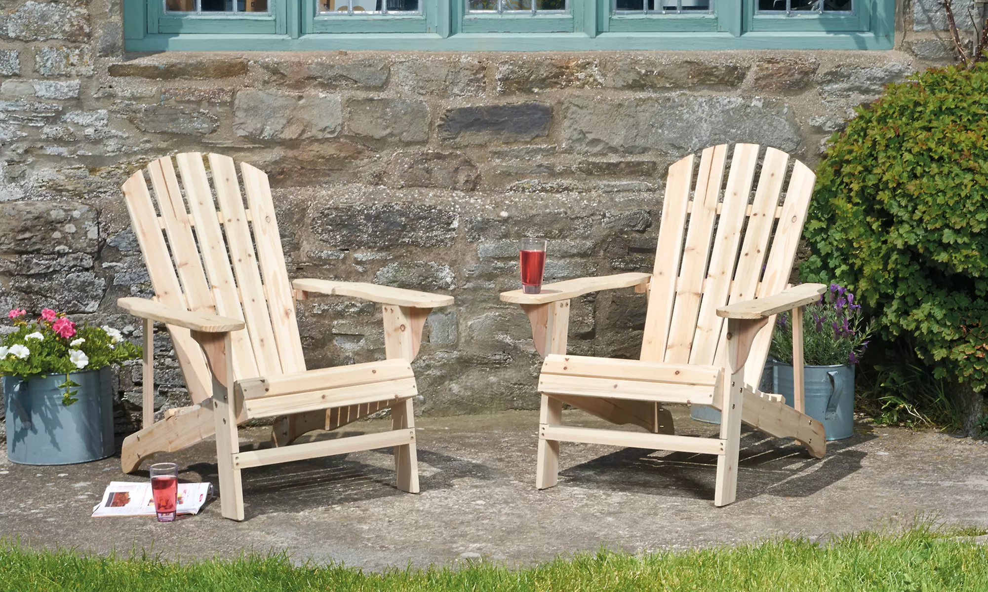 One or Two Wooden Adirondack Garden Chairs