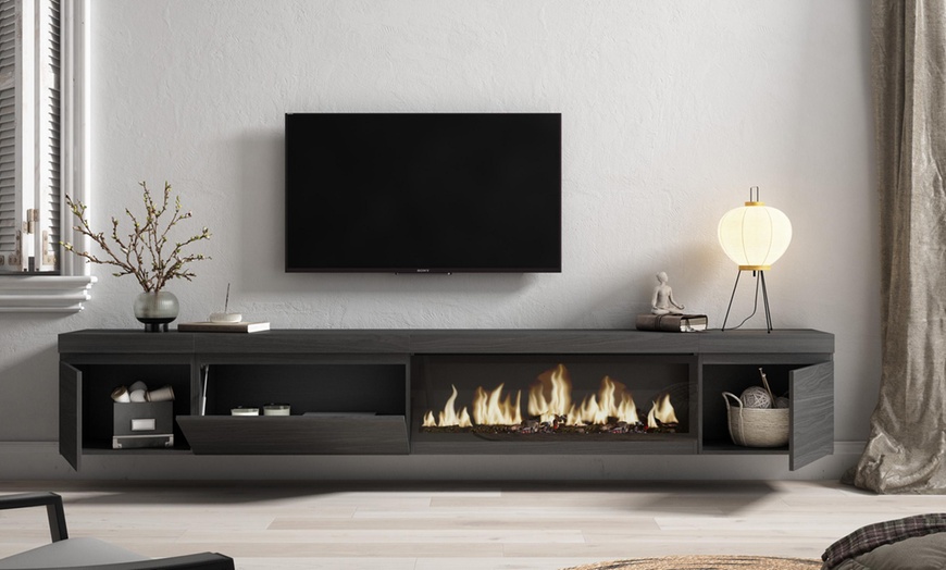 Image 31: Mueble TV '' Cozy'' con Chimenea Eléctrica XXL opcional y almacenaje