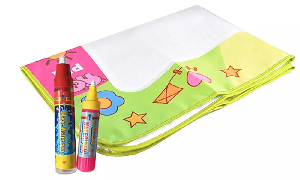 1x oder 2x Kritzel-Matte zum Bemalen mit 2 wasserlöslichen Stiften - Second Medium