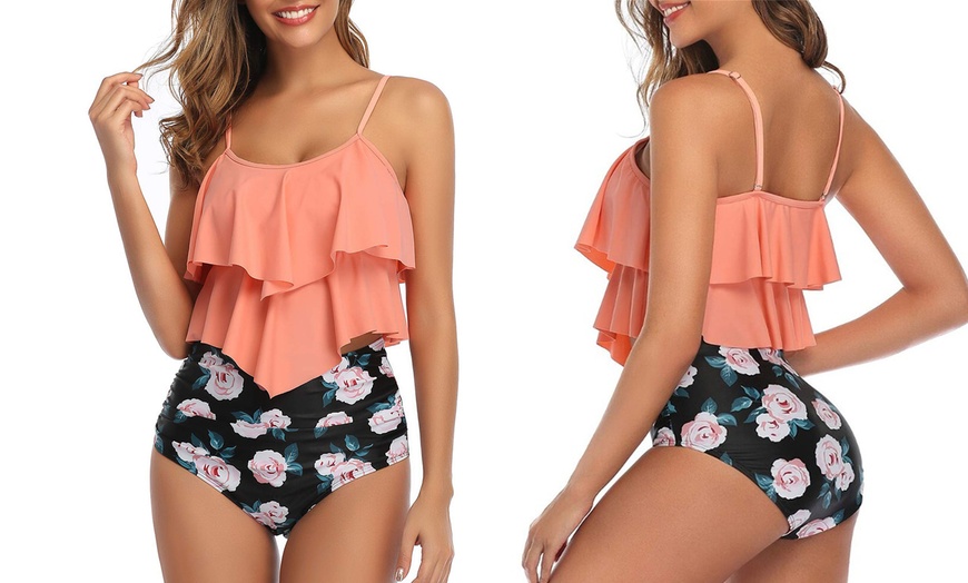 Image 6: Ruffled High-Waisted Bikini Co-Ord Set 