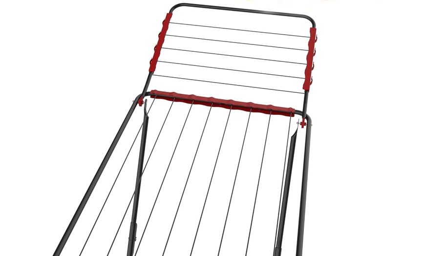 Image 2: Vivo Folding Clothes Drying Rack with Height Adjustable Side Wing