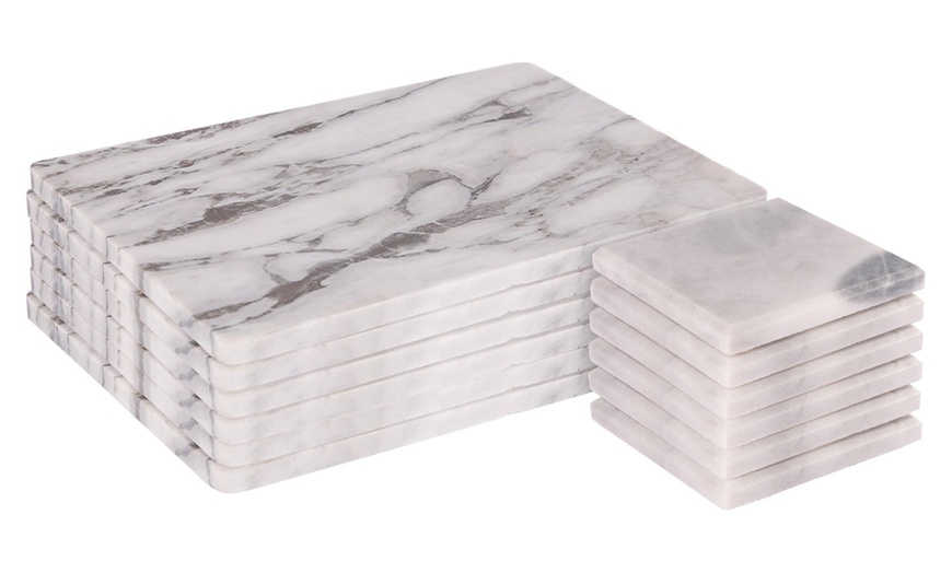 Image 2: Argon Tableware 12-Piece Marble Pattern Placemats and Coasters