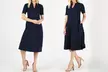 Women's A-Line Mandarin Collar Midi Dress. Plus Sizes Available. - Second Medium