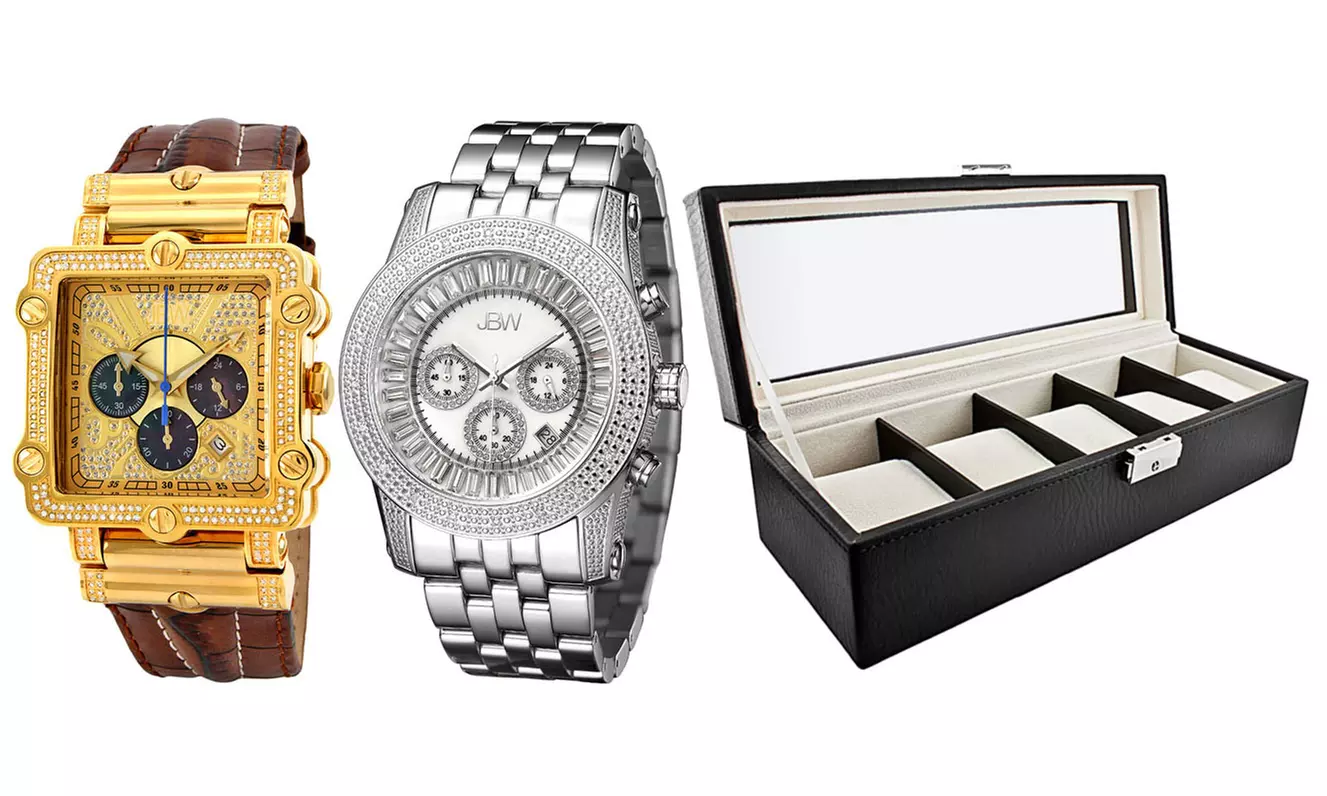 JBW Men's Diamond Watch and Luxury Storage Case Set (2-Piece) - Primary Image