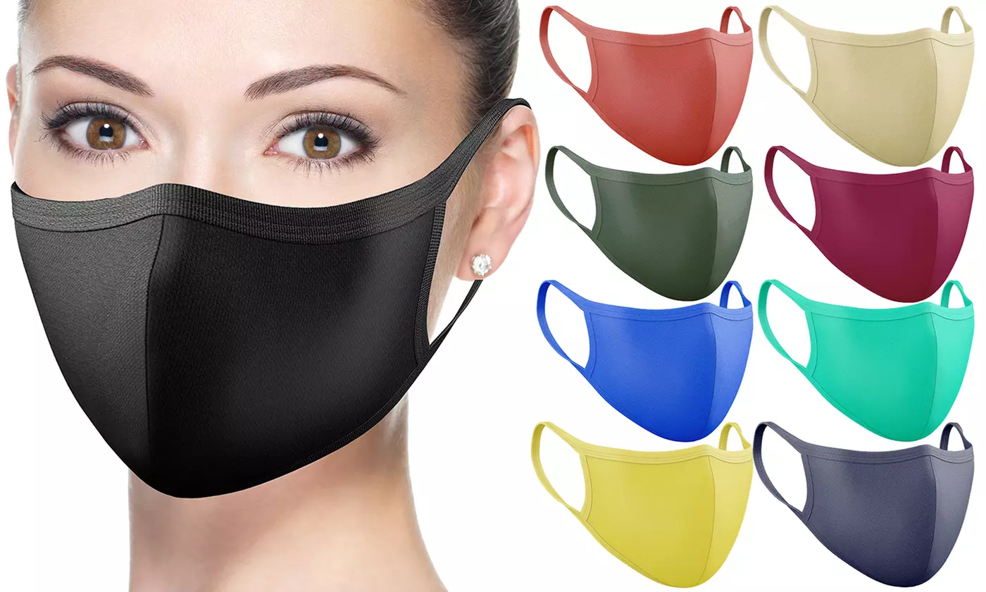 3, 5, 10 ou 20 masques de mode unisexes pour adultes, coloris unis - Primary Image