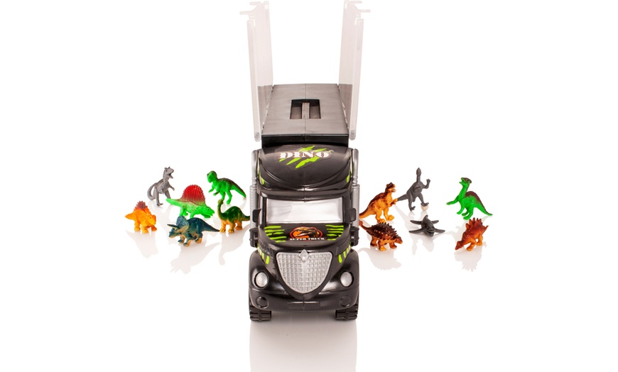 Image 3: Dinosaur Truck Carry Case with 12 Dinosaur Figures