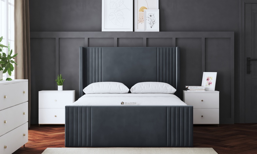 Image 7: Elara Winged Panel Bed with Optional Mattress