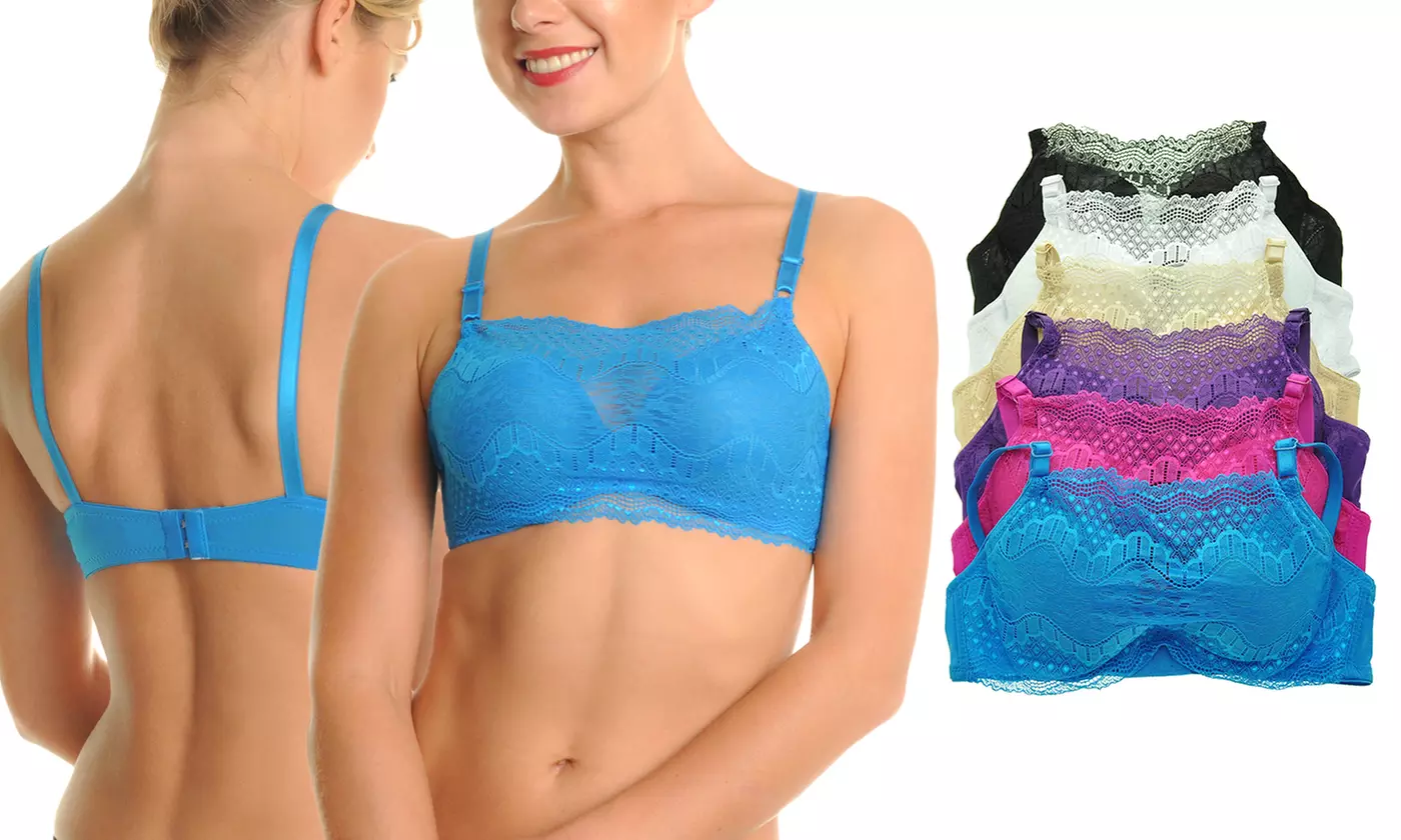 Angelina Floral Lace-Paneled Modesty Bras (6-Pack) - Primary Image