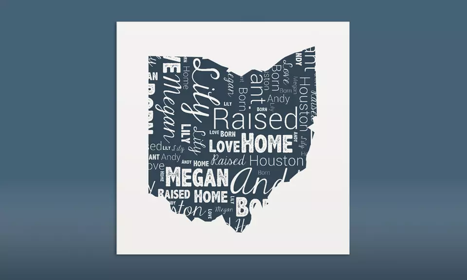 One 16x16", 18x18", or 20x20" Personalized State Word-Art Canvas from GiftsForYouNow.com (Up to 56% Off) - Primary Image