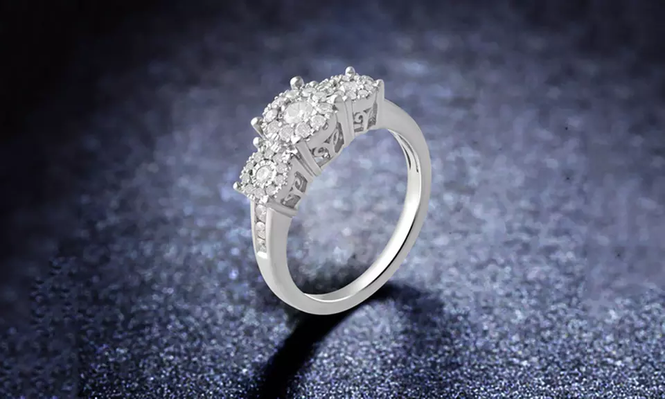 1/2 CTTW Diamond Engagement Ring in Sterling Silver by DiamondMuse - Primary Image