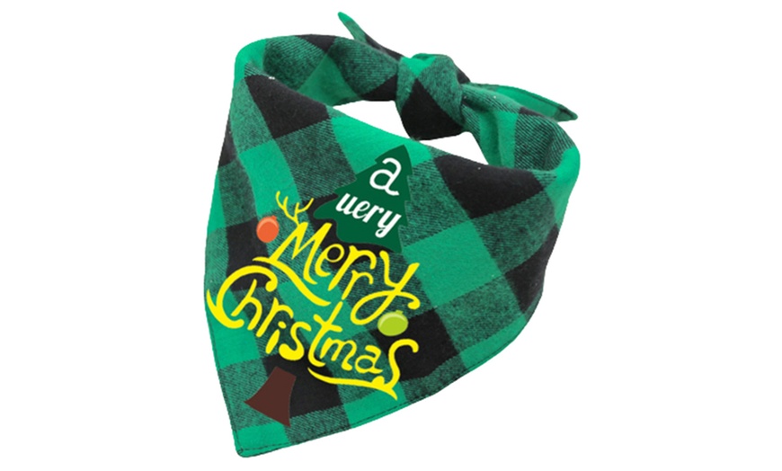 Image 9: Christmas Plaid Printed Pet Dog Bandana