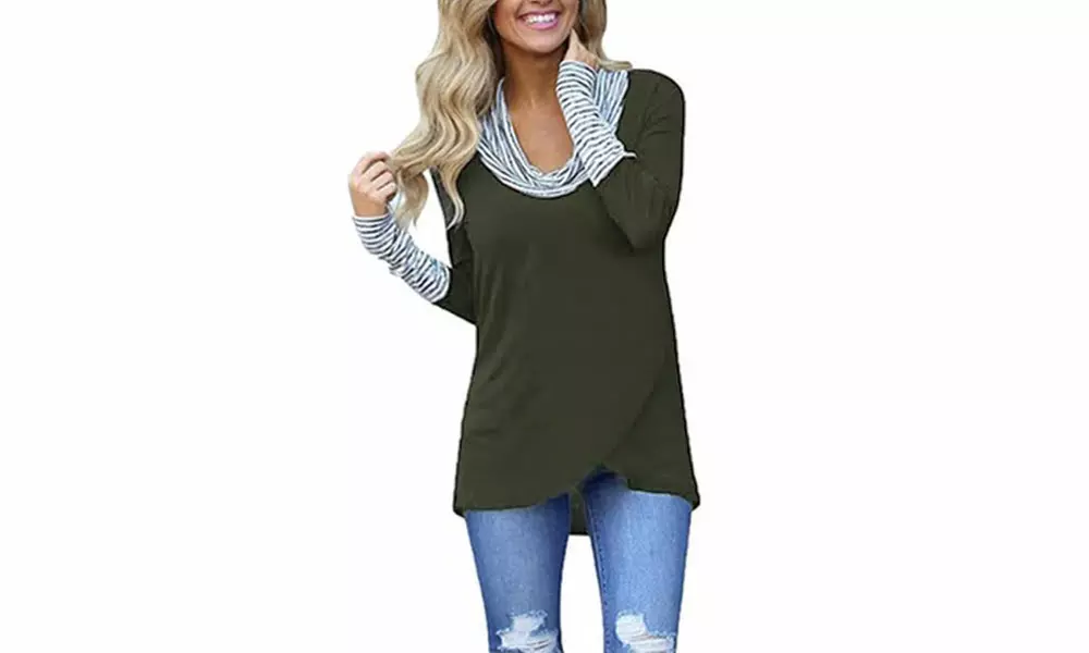 Leo Rosi Women's Shelly Cowl Neck Top. Plus Sizes Available. - Second Medium