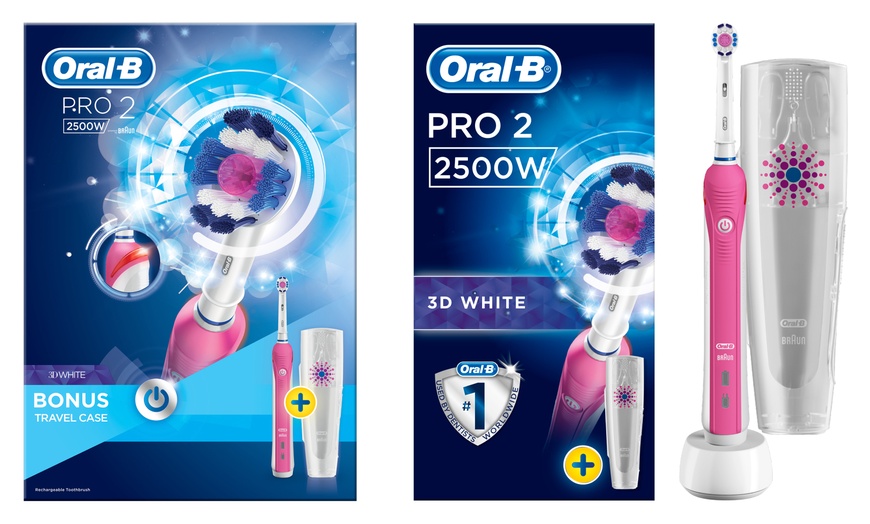 Image 1: Oral-B Pro 2500 Brush with Optional Shaver-to-Three-Pin Plug