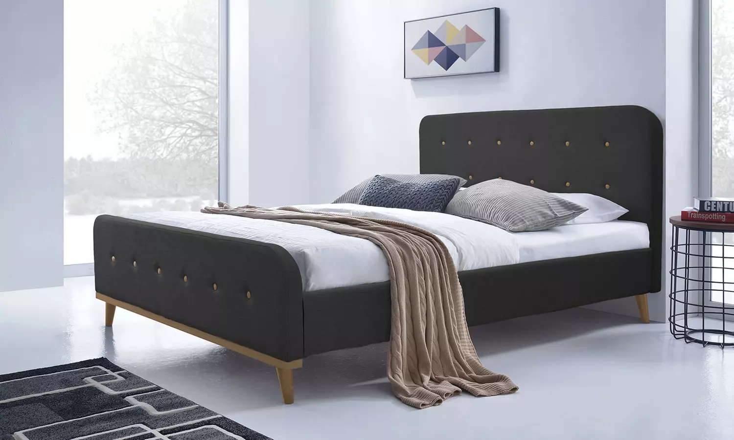 Lit Laponie en tissu capitonné, avec matelas Empereur en option - Primary Image