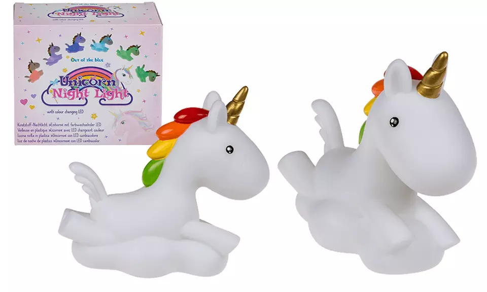 Veilleuse licorne à lampe LED blanche et multicolore - Primary Image