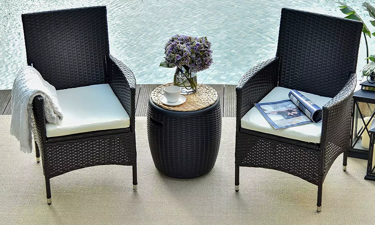 Two Outsunny Rattan-Effect Armchairs