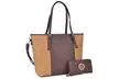DS Collection Andrea Large Two-Tone Tote Handbag with Free Matching Wallet - Second Medium