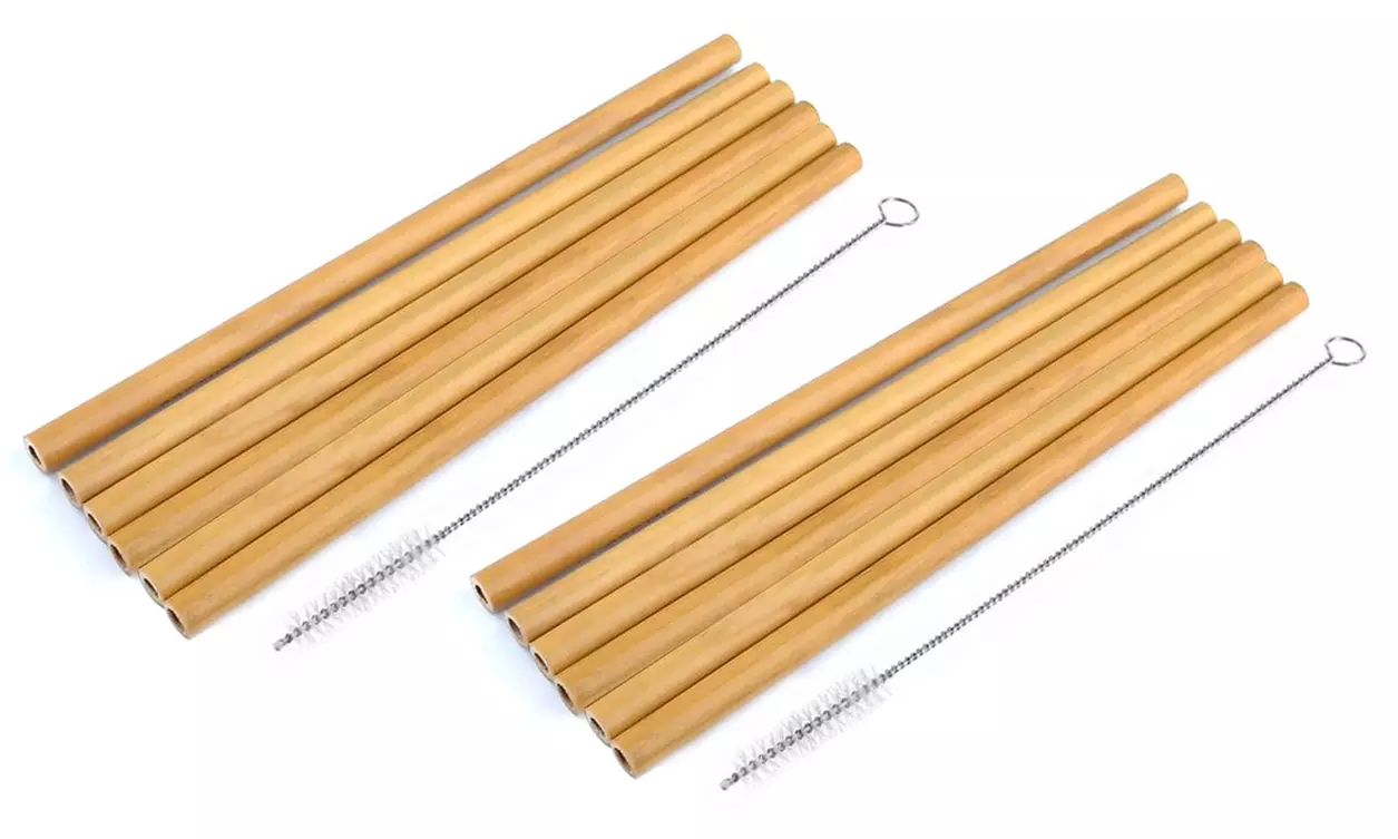 1 o 2 packs de 6 pailles en bambou avec brosse de nettoyage - Second Medium