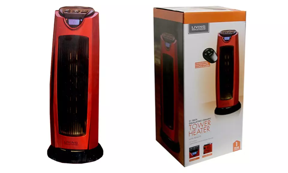 Living Solutions 21" Oscillating Tower Heater With Remote - Second Medium