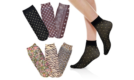 6 paia di calzini 20 den in fantasie assortite