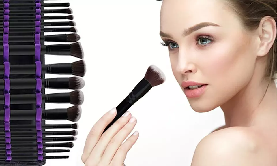 Alayna Makeup Brush Set with Foldable Organizer Pouch (16-Piece) - Primary Image