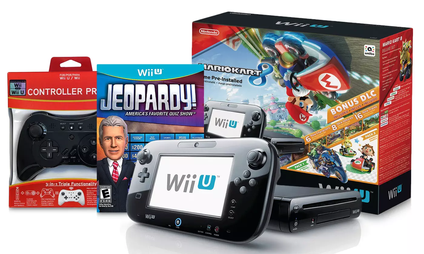 Wii U 32GB Console with Mario Kart 8, Jeopardy, and Pro Controller - Primary Image