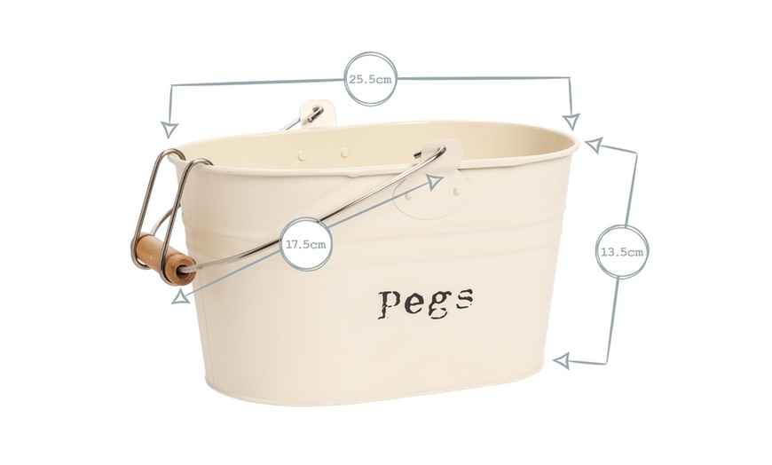 Image 18: Vintage Style Metal Clothes Peg Bucket