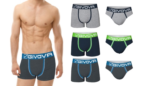 Pack 6 slip o boxer Givova da uomo disponibili in 2 modelli e 4 taglie