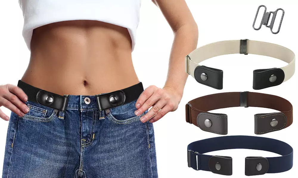 1 ou 2 ceintures élastiques avec fermeture à pression pour femme en plusieurs coloris au choix - Primary Image