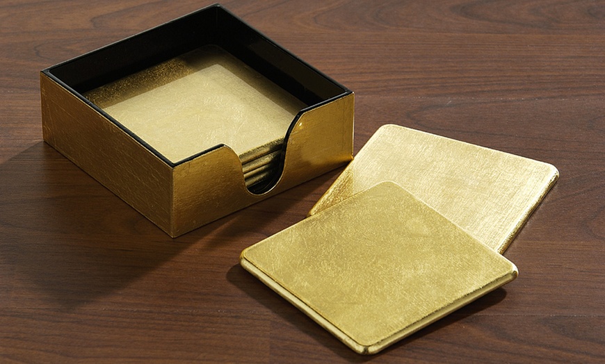 Image 1: Six Gold-Coloured Coasters