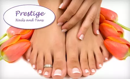 $43 for a Spa Mani-Pedi and One Free Tanning Session at Prestige Nails & Tans in West Chester ($102 Value) - Primary Image