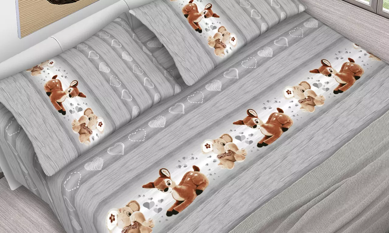 Completo lenzuola matrimoniale con fantasie animali