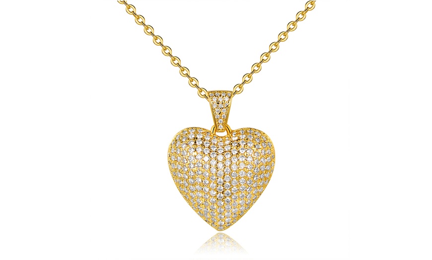 18k Gold Plated Heart Pendant Necklace Made With Swarovski Elements Groupon 0404