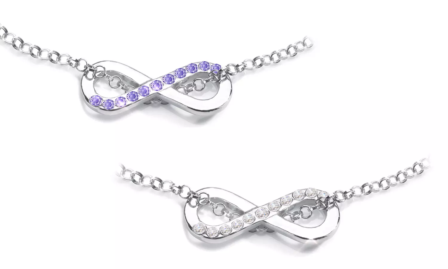 1 ou 2 Ah! Jewellery colliers à pendentif infinity en argent sterling orné de cristaux Swarovski® - Primary Image