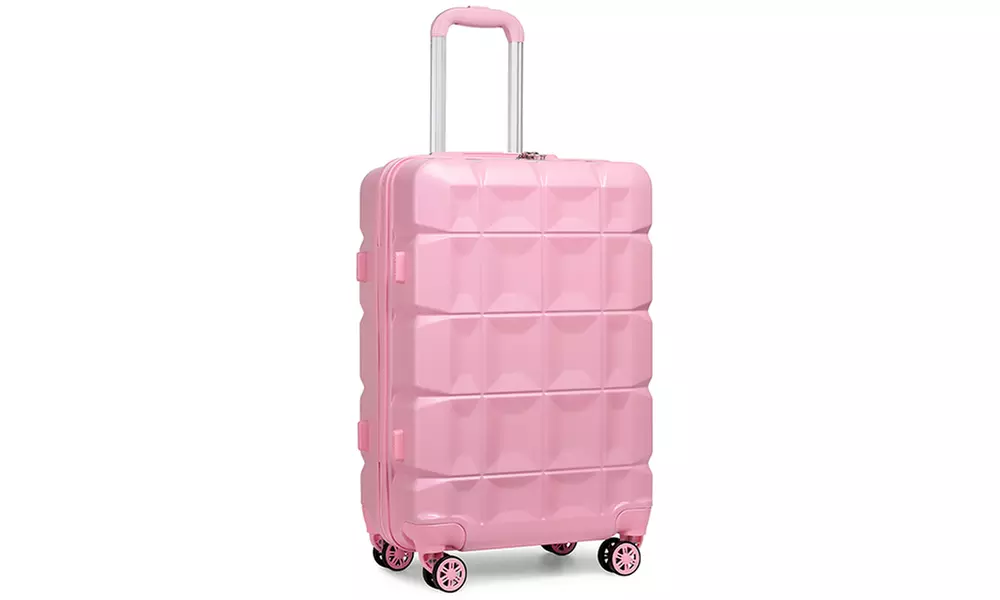 4-delige kofferset of individuele koffer met roze wafelontwerp