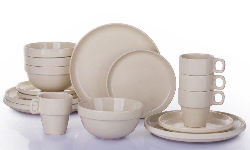 Image 2: 16-Piece Stacking Dinner Set