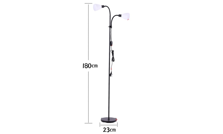 Image 4: Standing Double Headed Floor Lamp with Adjustable Directional Lighting