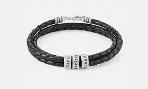 Lederarmband mit einer personalisierten Namensperle in Sterlingsilber von Justyling (82% sparen*)