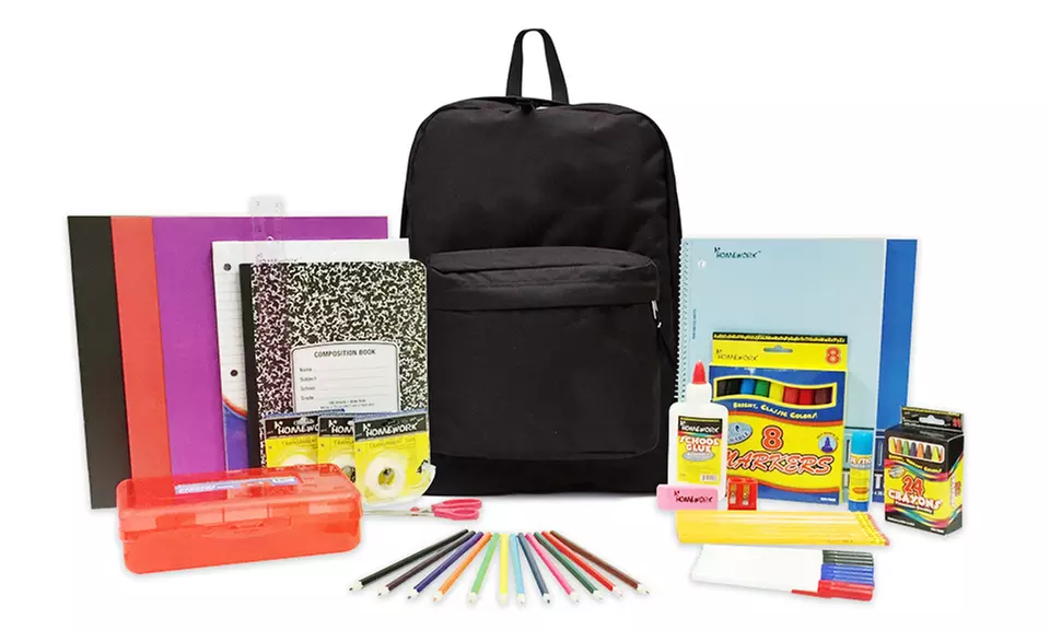 15" Backpack Filled with School Supplies - Primary Image