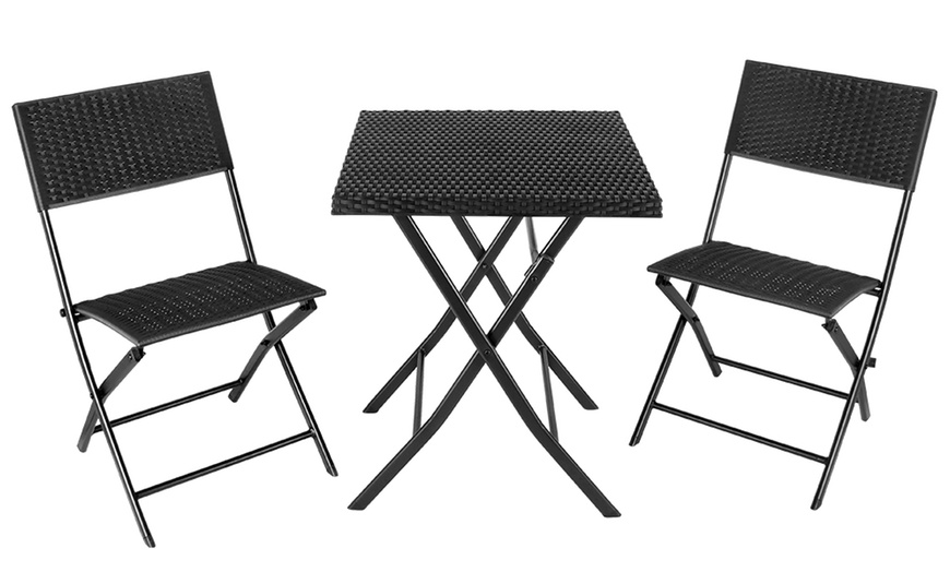 Image 3: Three-Piece Rattan-Effect Bistro Garden Furniture Set