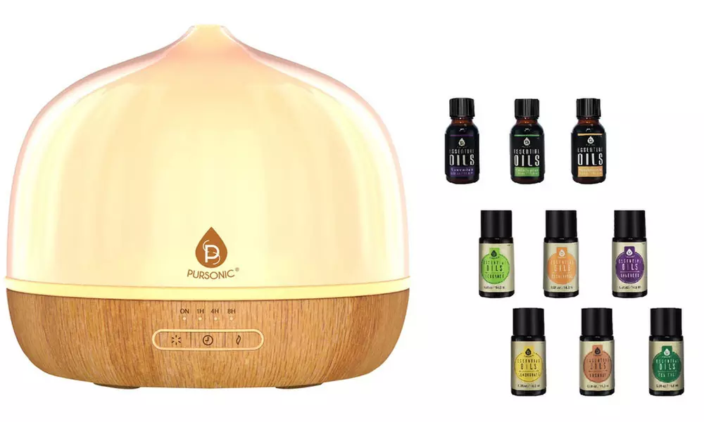 Pursonic AD500 Ultrasonic LED Essential Oil Diffuser & Essential Oils - Primary Image