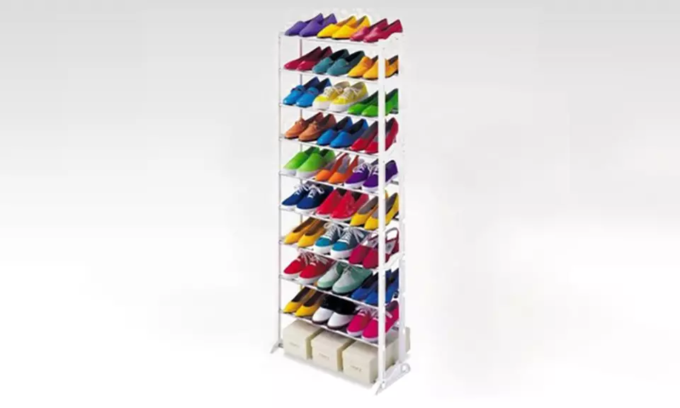 1x oder 2x Schuhschrank mit 7 oder 10 Fächern in Weiß oder Schwarz - Second Medium