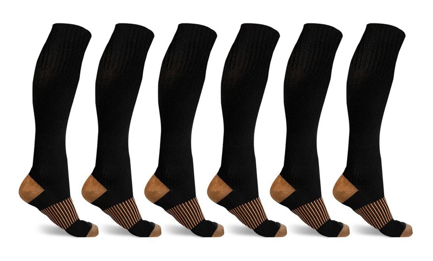 Unisex Copper Infused Knee High Compression Socks 6 Pairs Groupon 7722