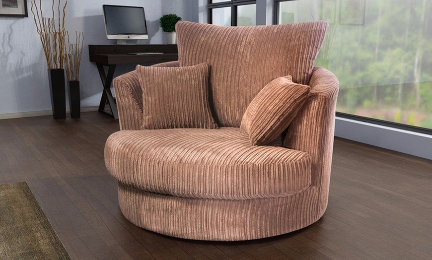 Image 4: Cord Swivel Cuddle Chair