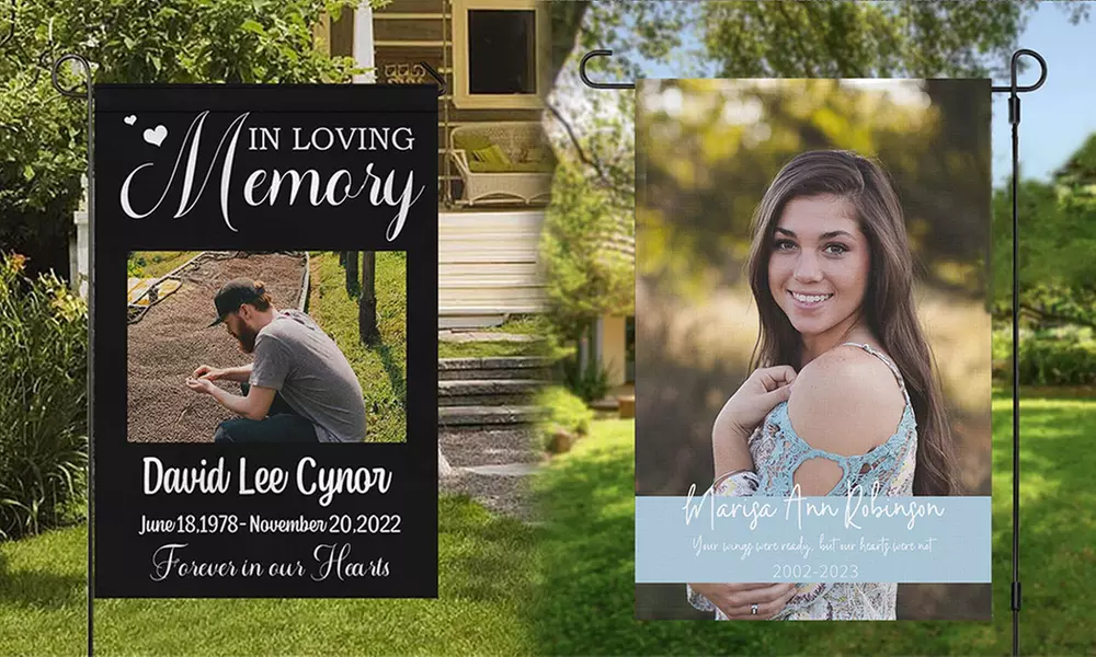 Wetterfeste Fahne mit personalisierbarer Oberfläche