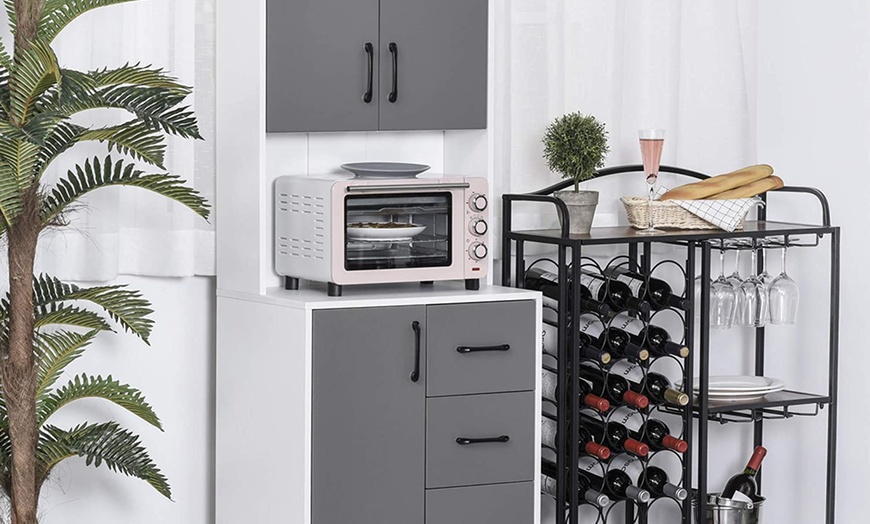 Image 3: HomCom Modern Kitchen Pantry Cabinet